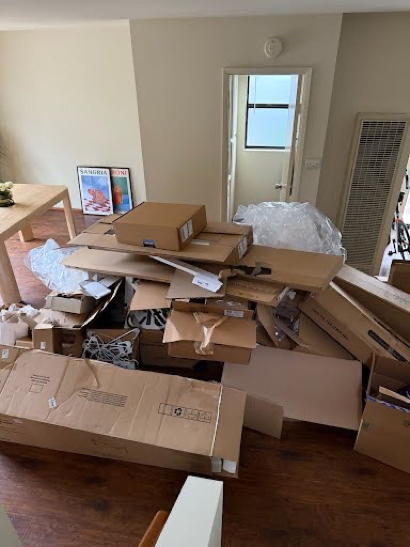 Boxes left behind after a tenant move-out — typical JunkMD+ San Diego foreclosure cleanout